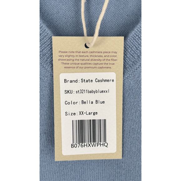 State Cashmere Womens V Neck Cashmere Sweater Bella Blue Size XXL New - Picture 10 of 12